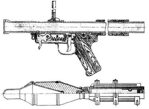 Схема УСМ гранатомета РПГ-1 и выстрела к нему