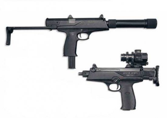 Пистолет-пулемет АЕК-919К «Каштан» с глушителем и коллиматорным прицелом