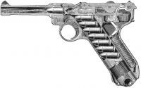 Пистолет P-08 Luger «Parabellum» в разрезе